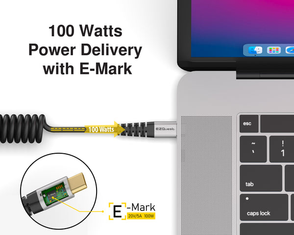 DuraGuard Coiled USB-C Charge & Sync 100W 1.5 Meter Black Cable image 2 — alternate view