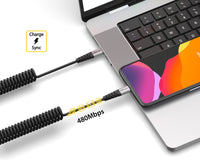 DuraGuard Coiled USB-C Charge & Sync 100W 1.5 Meter Black Cable image 3