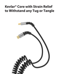 DuraGuard Coiled USB-C Charge & Sync 100W 1.5 Meter Black Cable image 4