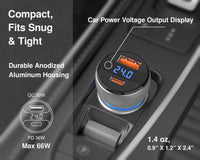 UltimatePower USB-C 66W Car Charger Dual Port with Display image 3