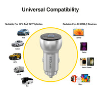 UltimatePower USB-C 72W Car Charger Dual Port with Display image 2